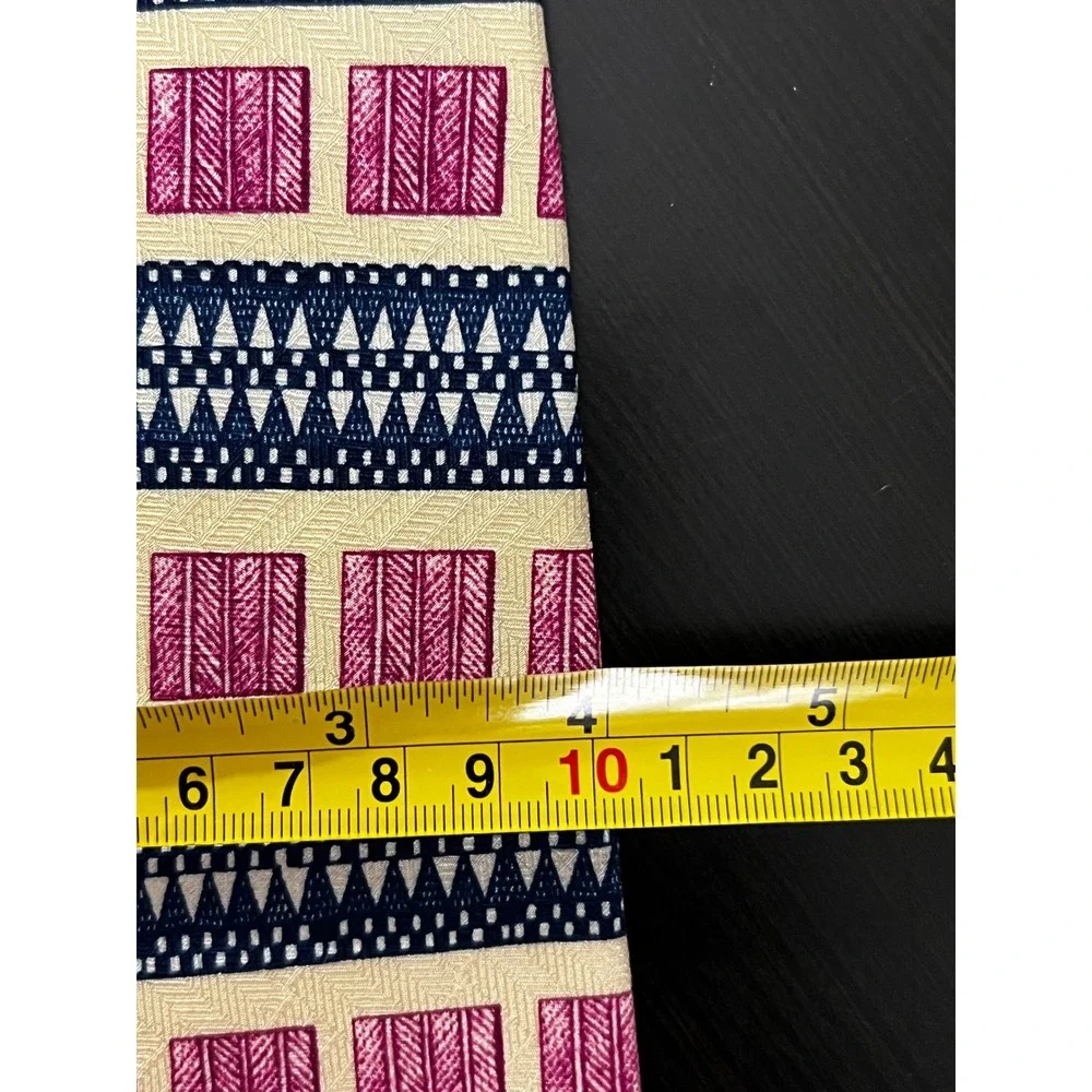Robert Talbott Premiere Mens‎ Silk Tie Geometric Pink Navy Made in USA 3.75W